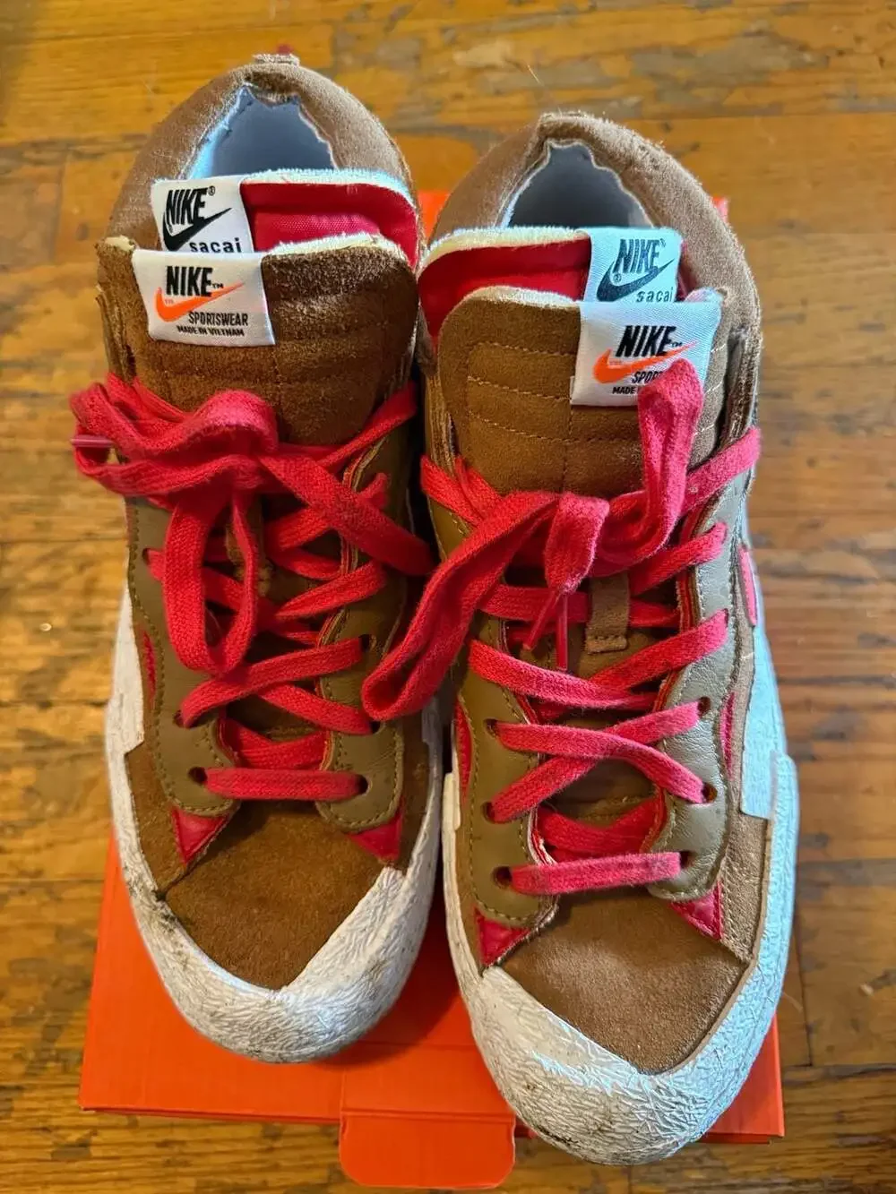 Nike x Sacai Blazer Low British Tan University Red